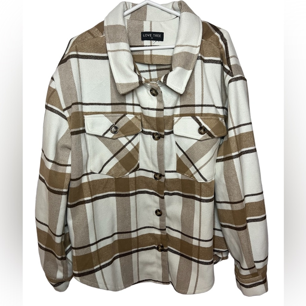 Love Tree Plaid oversized Shacket